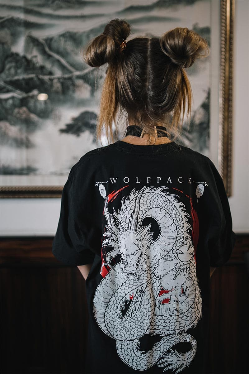 Black t-shirt with RYU TEE UNISEX print - Wolfpack Clothing