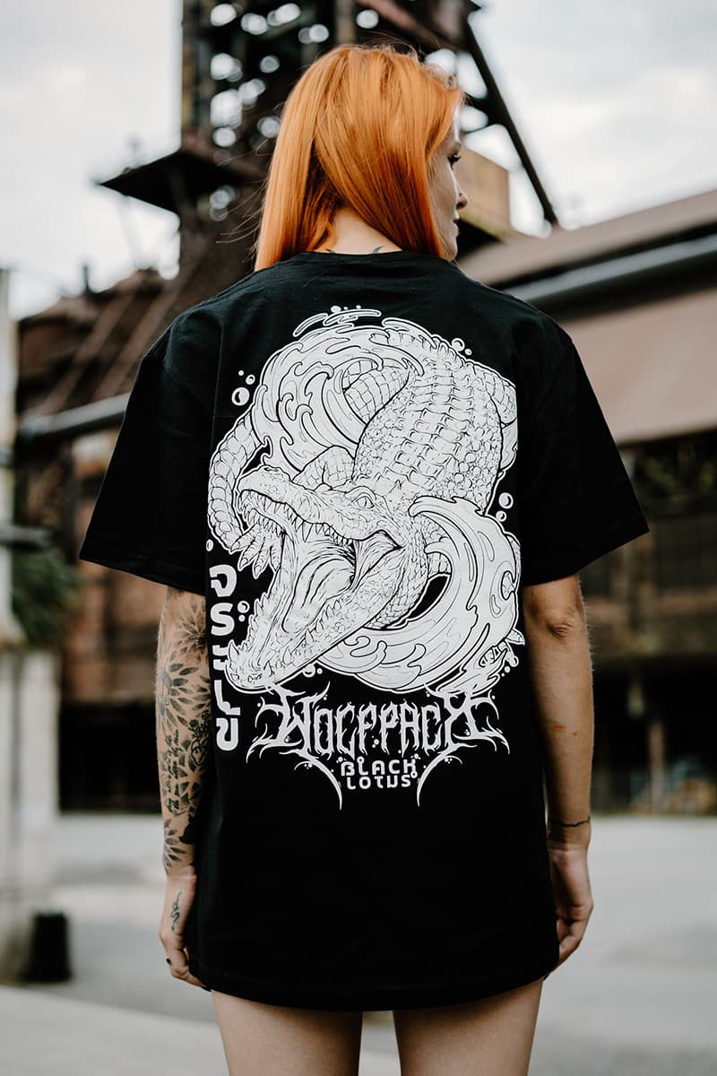Black t-shirt with SCALES & SILENCE TEE UNISEX print - Wolfpack Clothing