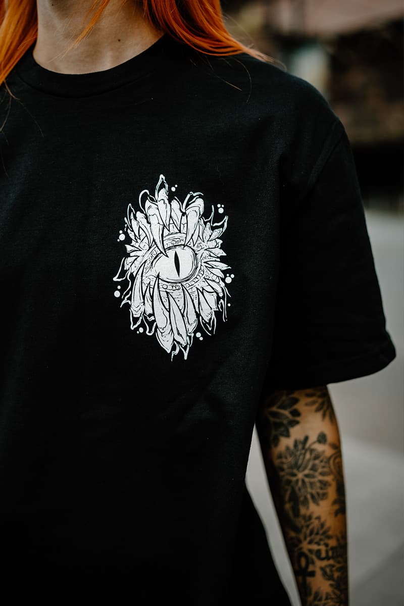 Black t-shirt with SCALES & SILENCE TEE UNISEX print - Wolfpack Clothing