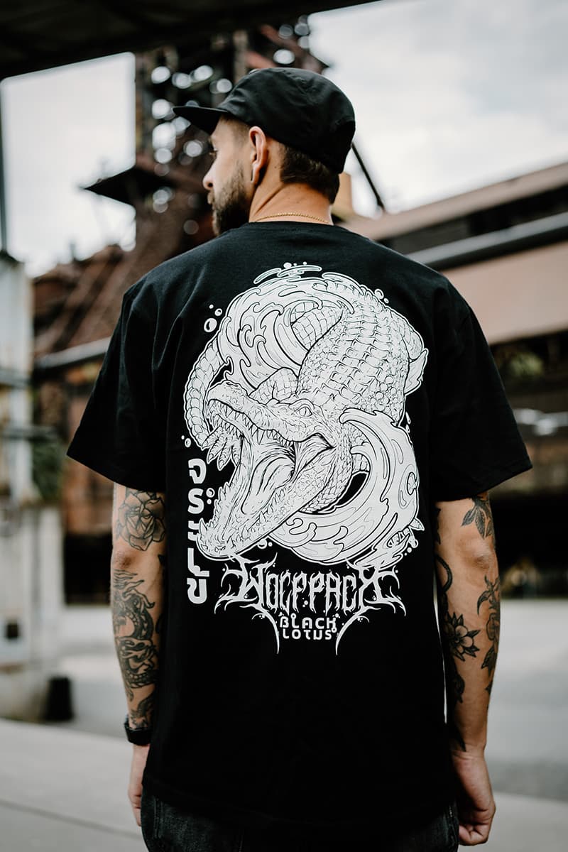Black t-shirt with SCALES & SILENCE TEE UNISEX print - Wolfpack Clothing