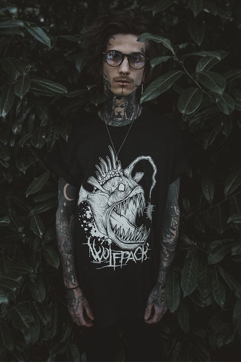 Black t-shirt with SEADEVIL TEE UNISEX print - Wolfpack Clothing