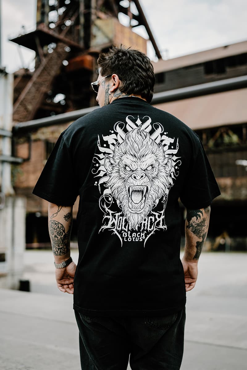 Black t-shirt with TEMPLE GUARDIAN TEE UNISEX print - Wolfpack Clothing