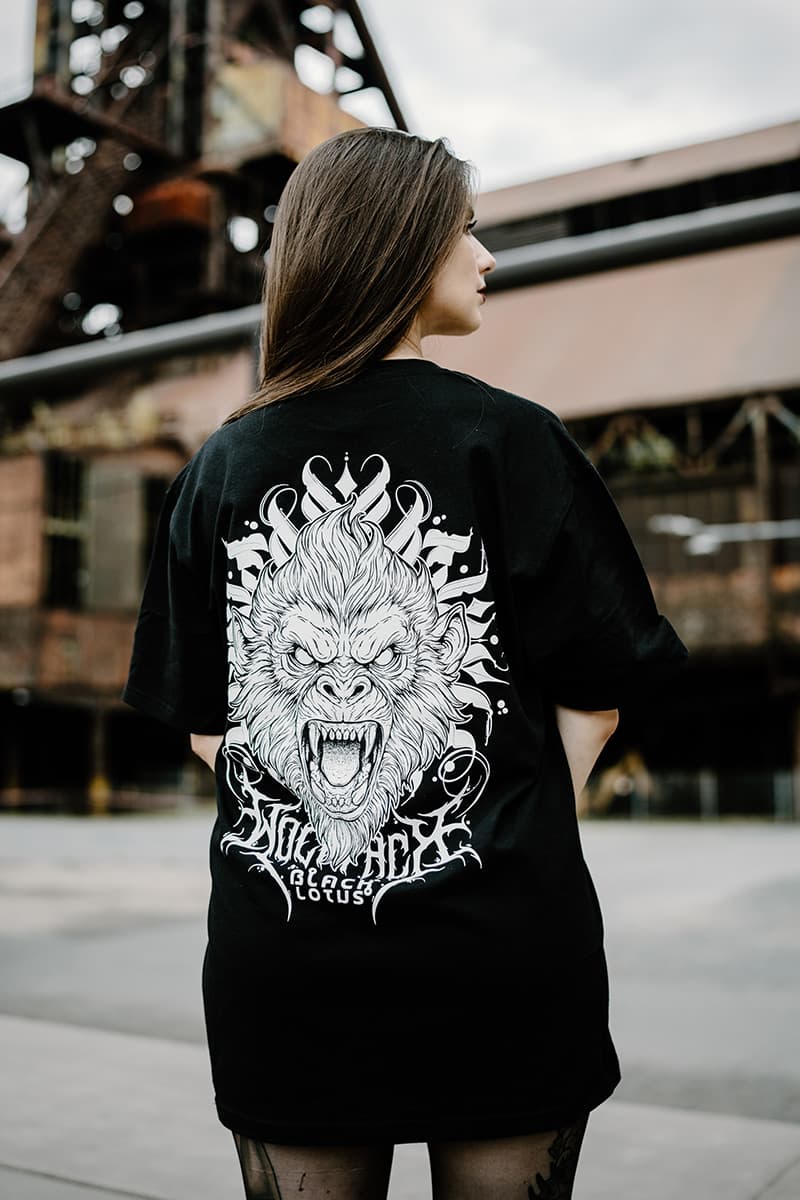 Black t-shirt with TEMPLE GUARDIAN TEE UNISEX print - Wolfpack Clothing