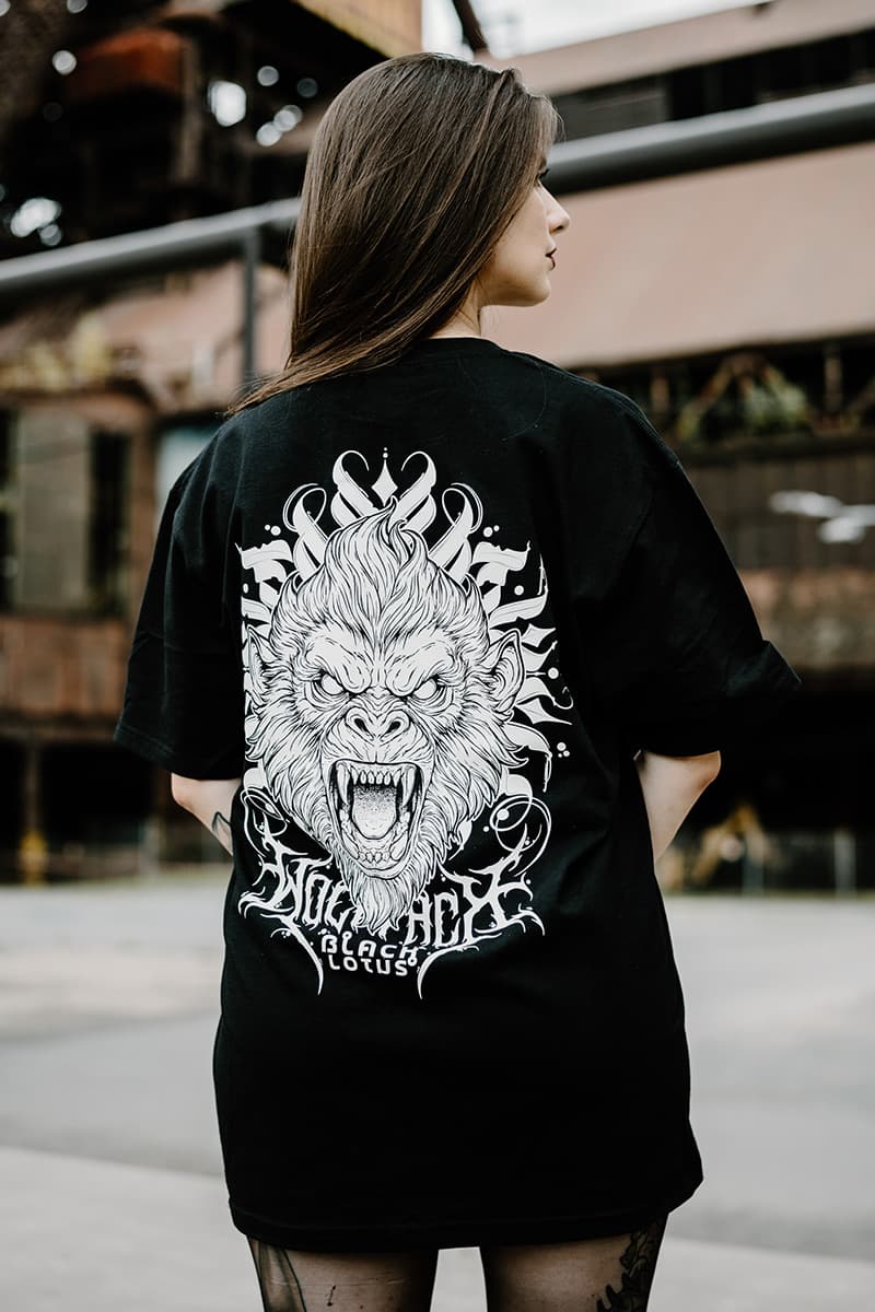Black t-shirt with TEMPLE GUARDIAN TEE UNISEX print - Wolfpack Clothing