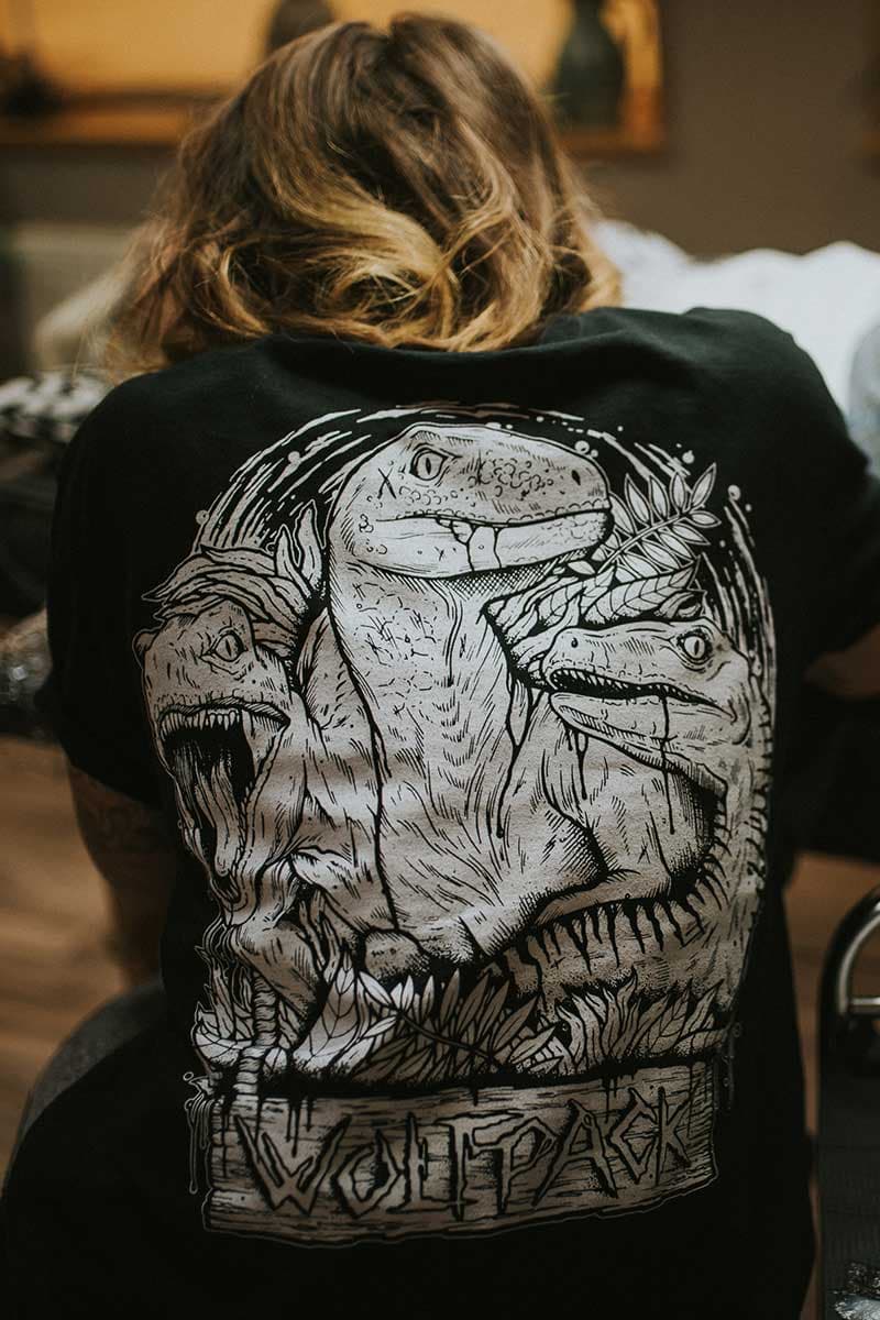 Black t-shirt with THE HUNTERS TEE UNISEX print - Wolfpack Clothing