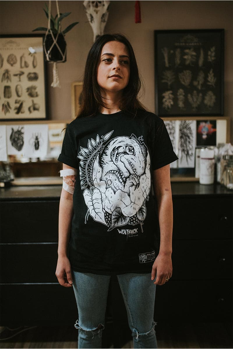 Black t-shirt with THE NEWBORN TEE UNISEX print - Wolfpack Clothing
