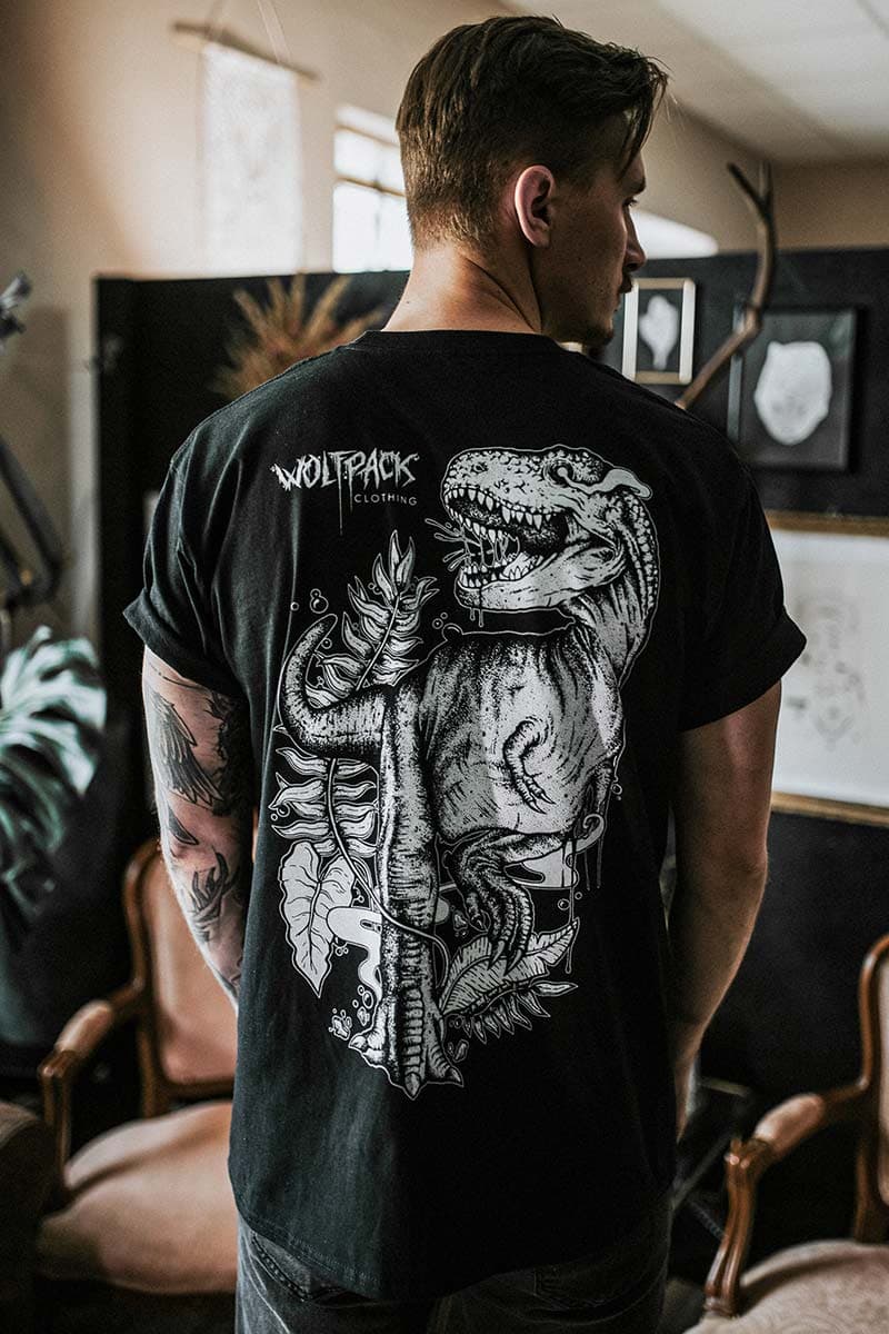 Black t-shirt with THE TYRANT TEE UNISEX print - Wolfpack Clothing