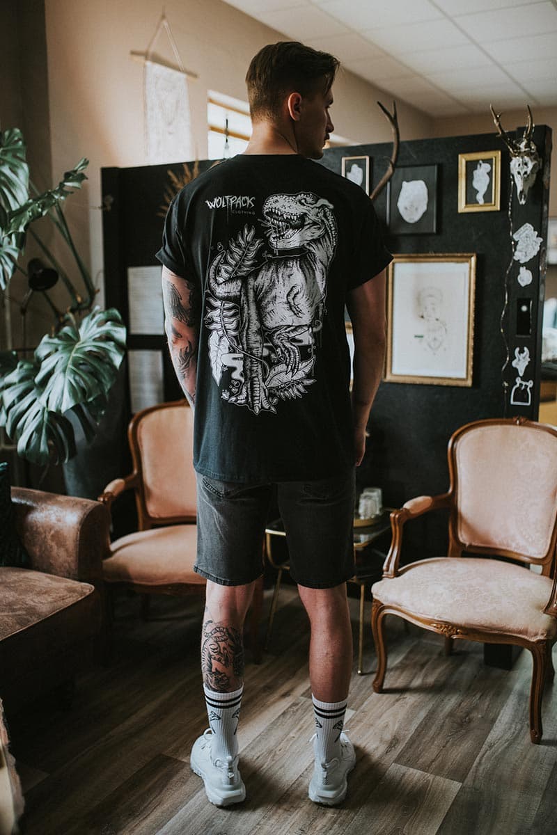 Black t-shirt with THE TYRANT TEE UNISEX print - Wolfpack Clothing