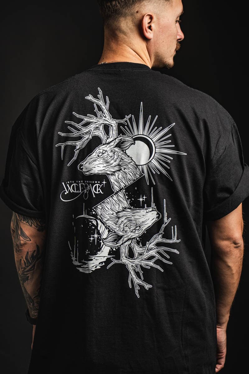 Black t-shirt with THE DUALITY TEE UNISEX print - Wolfpack Clothing