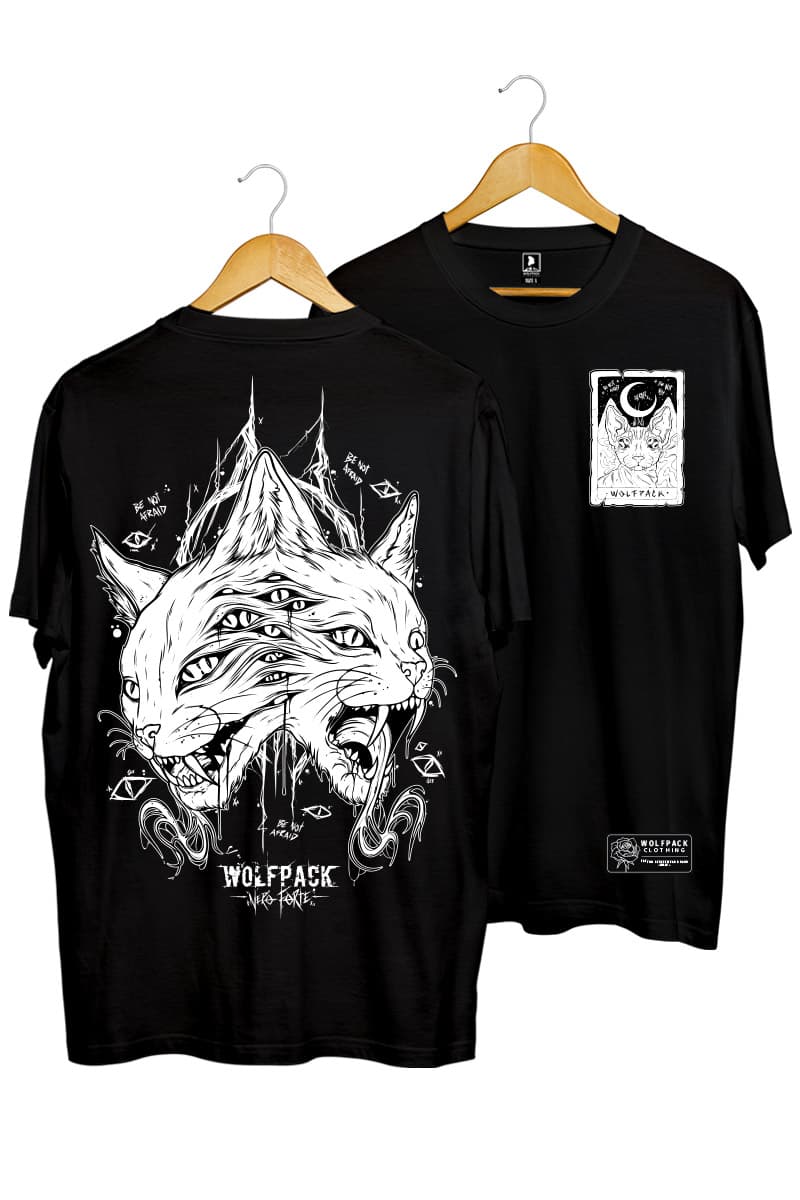 Black t-shirt with THE MOON TEE UNISEX print - Wolfpack Clothing