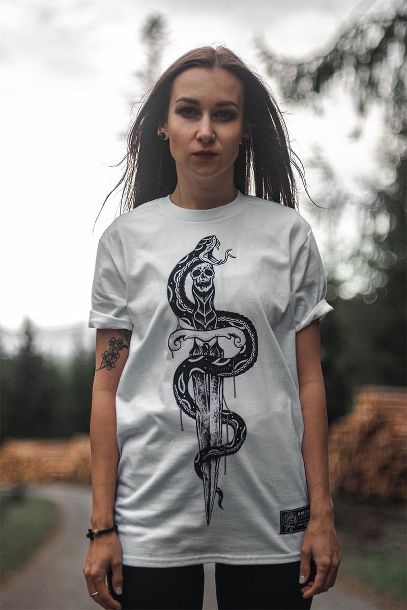 White t-shirt with VENOM TEE UNISEX print - Wolfpack Clothing