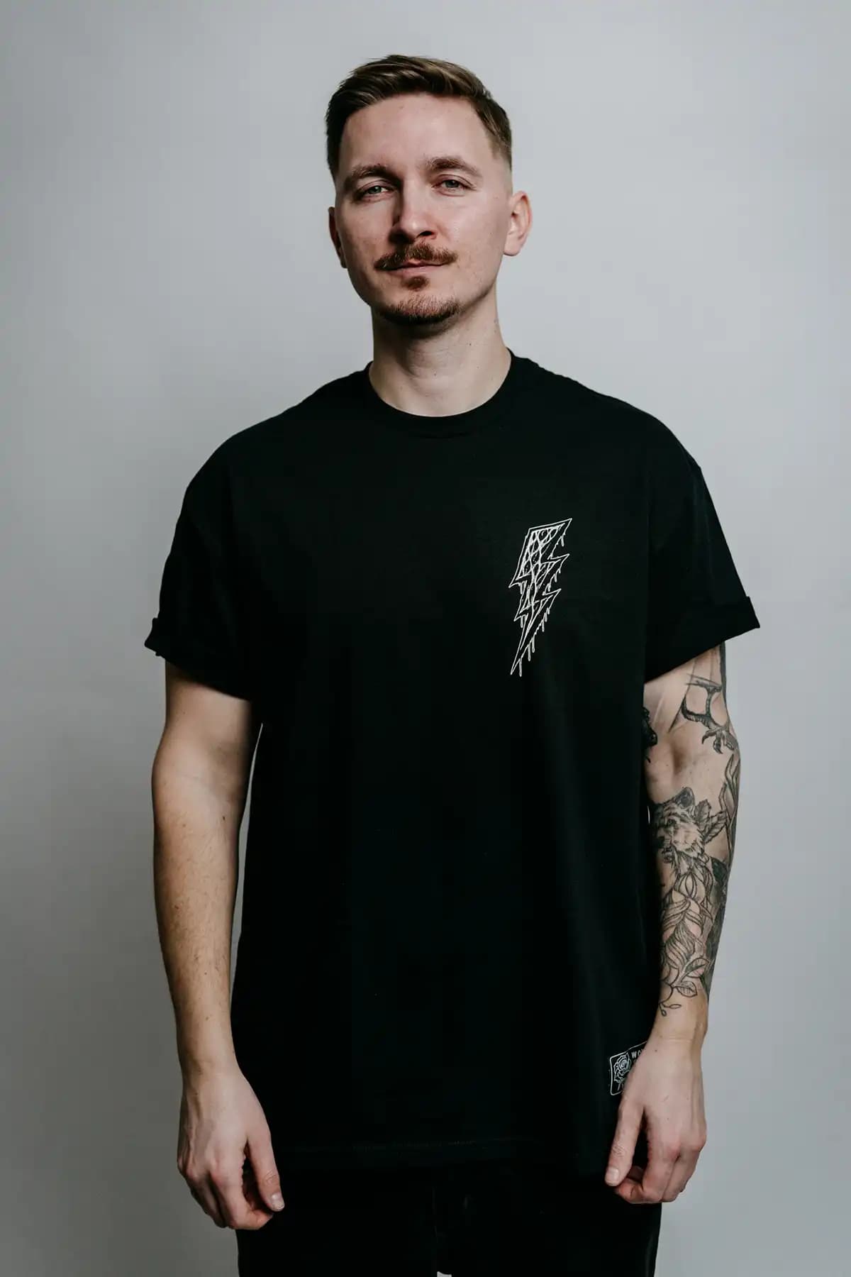 Black t-shirt with VOLTGNAW TEE UNISEX print - Wolfpack Clothing