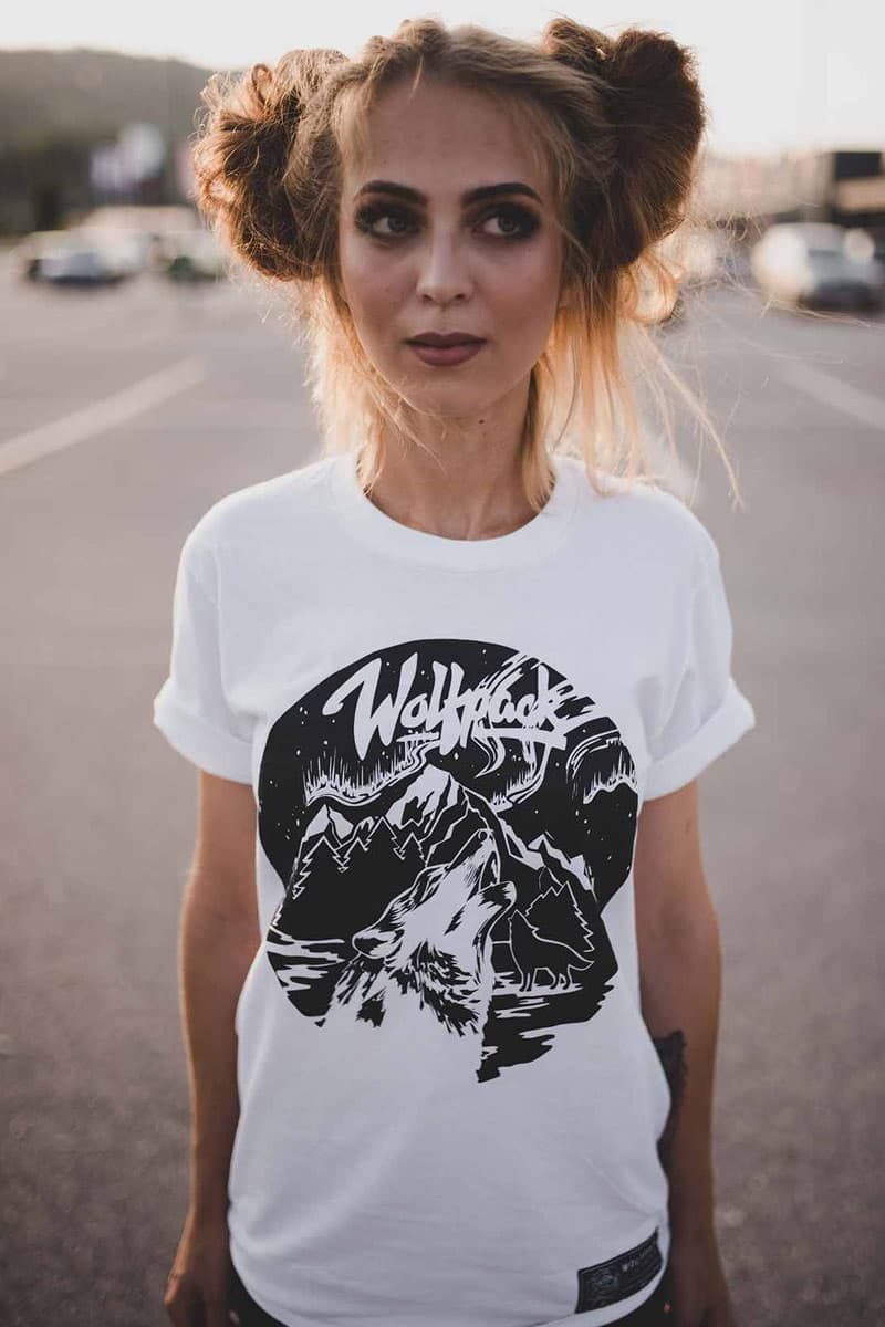 White t-shirt with WOLF TEE UNISEX print - Wolfpack Clothing