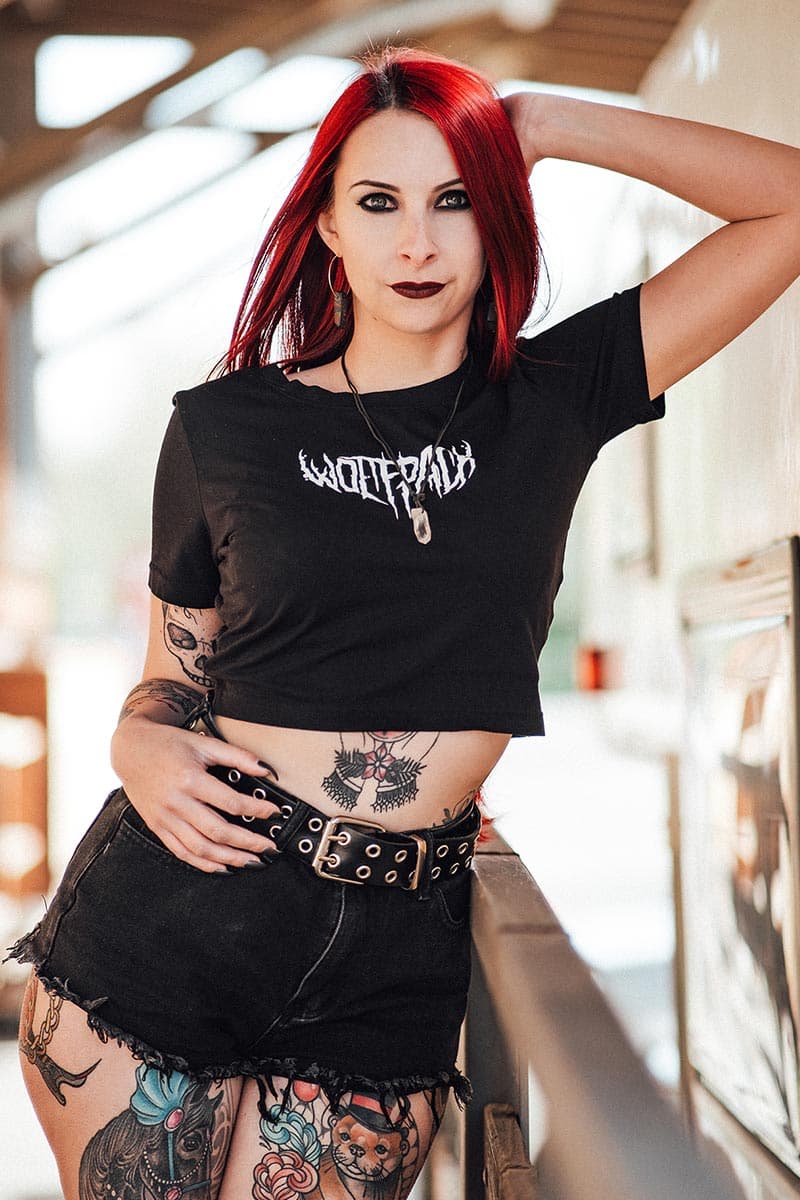 Black t-shirt with WOLFPACK CROPPED print - Wolfpack Clothing