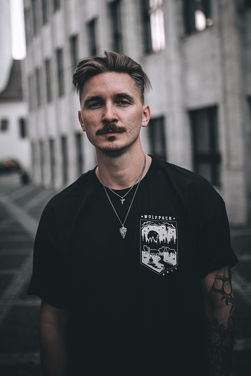 Black t-shirt with WOLFPACK TEE UNISEX print - Wolfpack Clothing