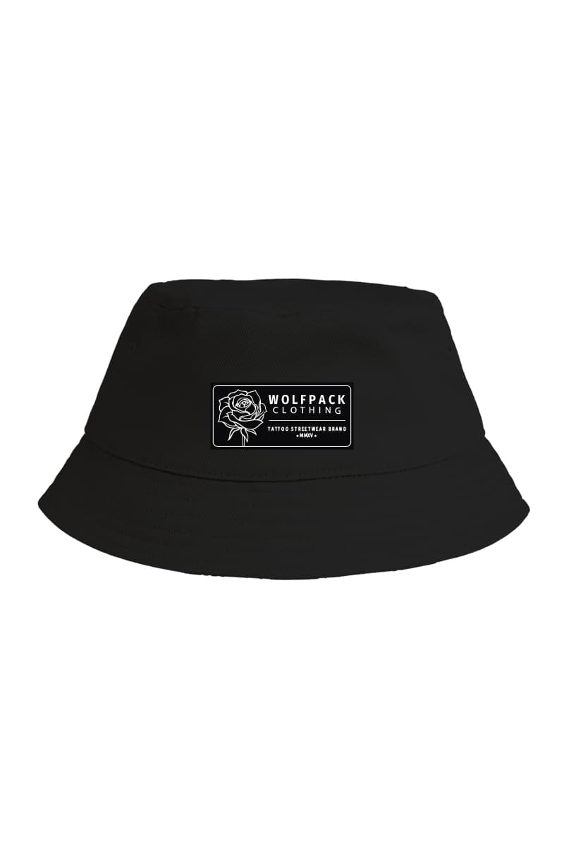 Black hat with DEAD ROSE BUCKET HAT print - Wolfpack Clothing