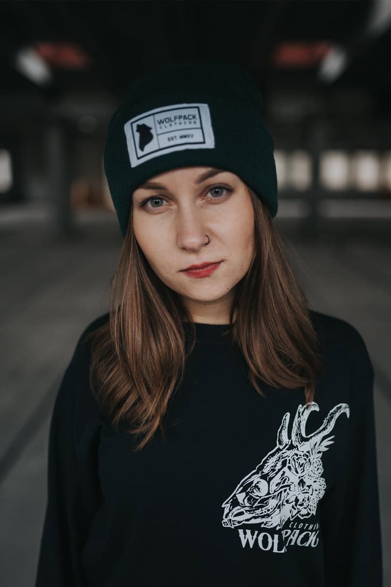 Black hat with WOLFPACK BEANIE print - Wolfpack Clothing