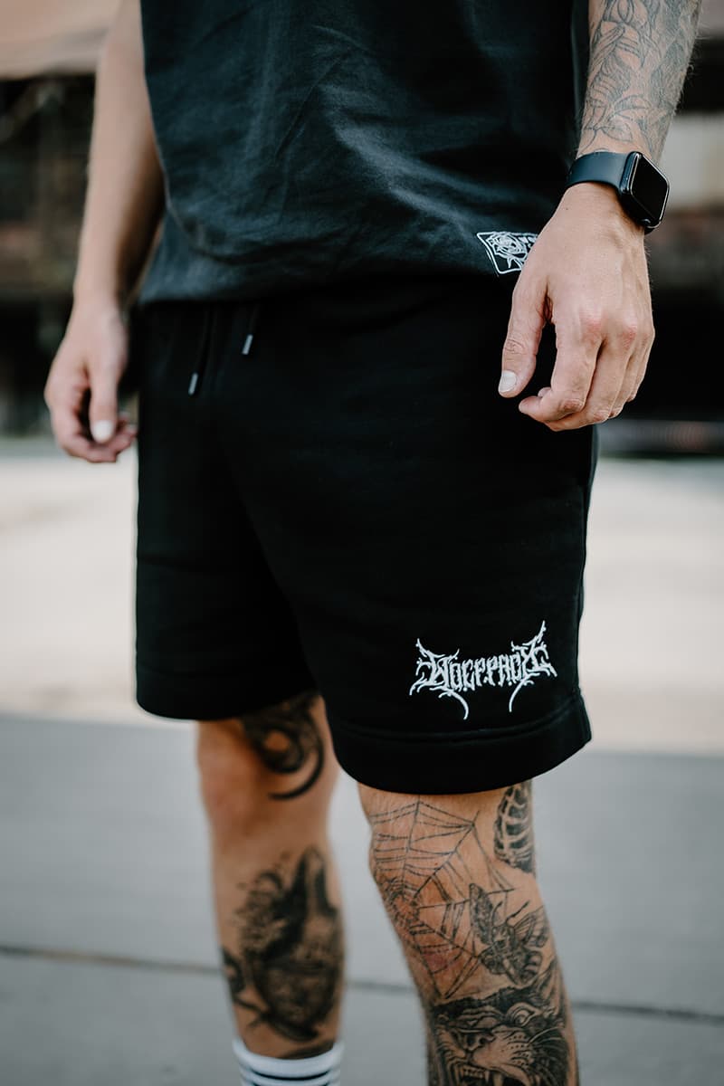 Black shorts with WOLFPACK RELAX TRACK SHORTS print - Wolfpack Clothing