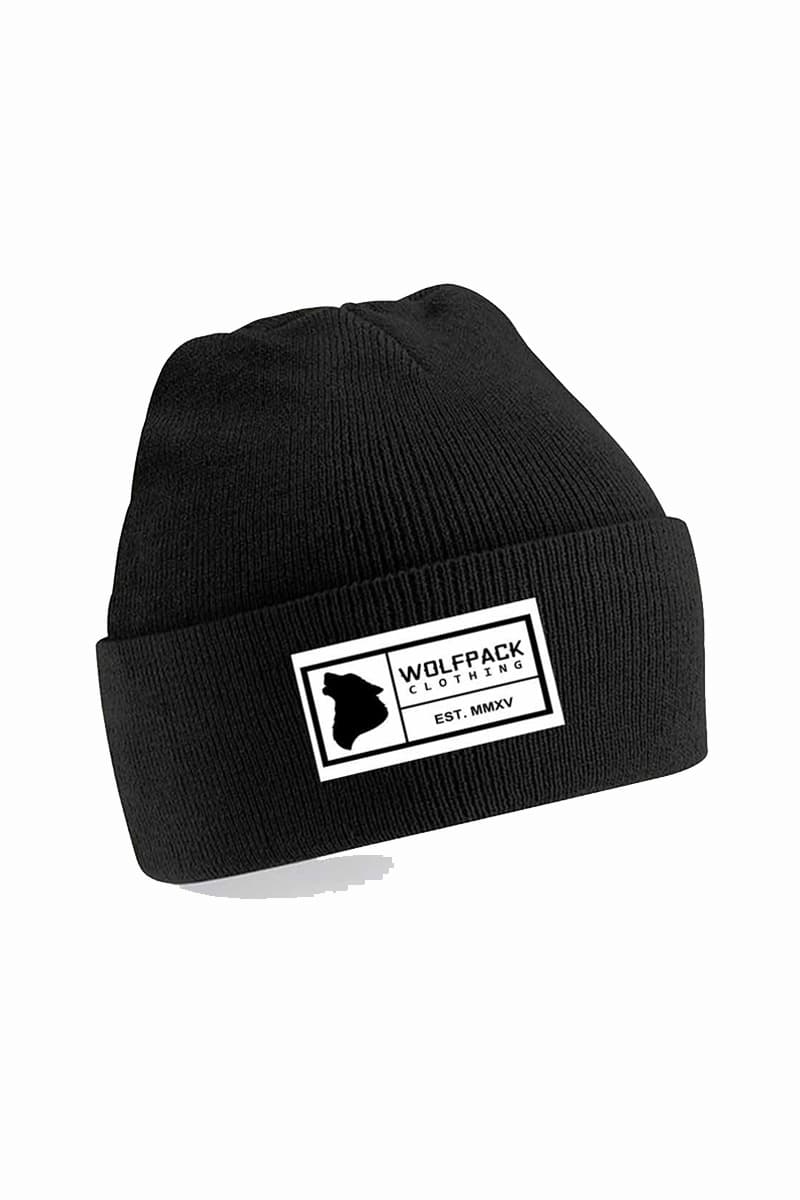 Black hat with WOLFPACK BEANIE print - Wolfpack Clothing
