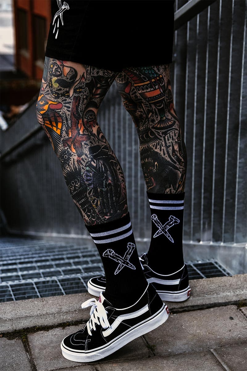 Black socks with WOLFPACK METAL SOCKS print - Wolfpack Clothing