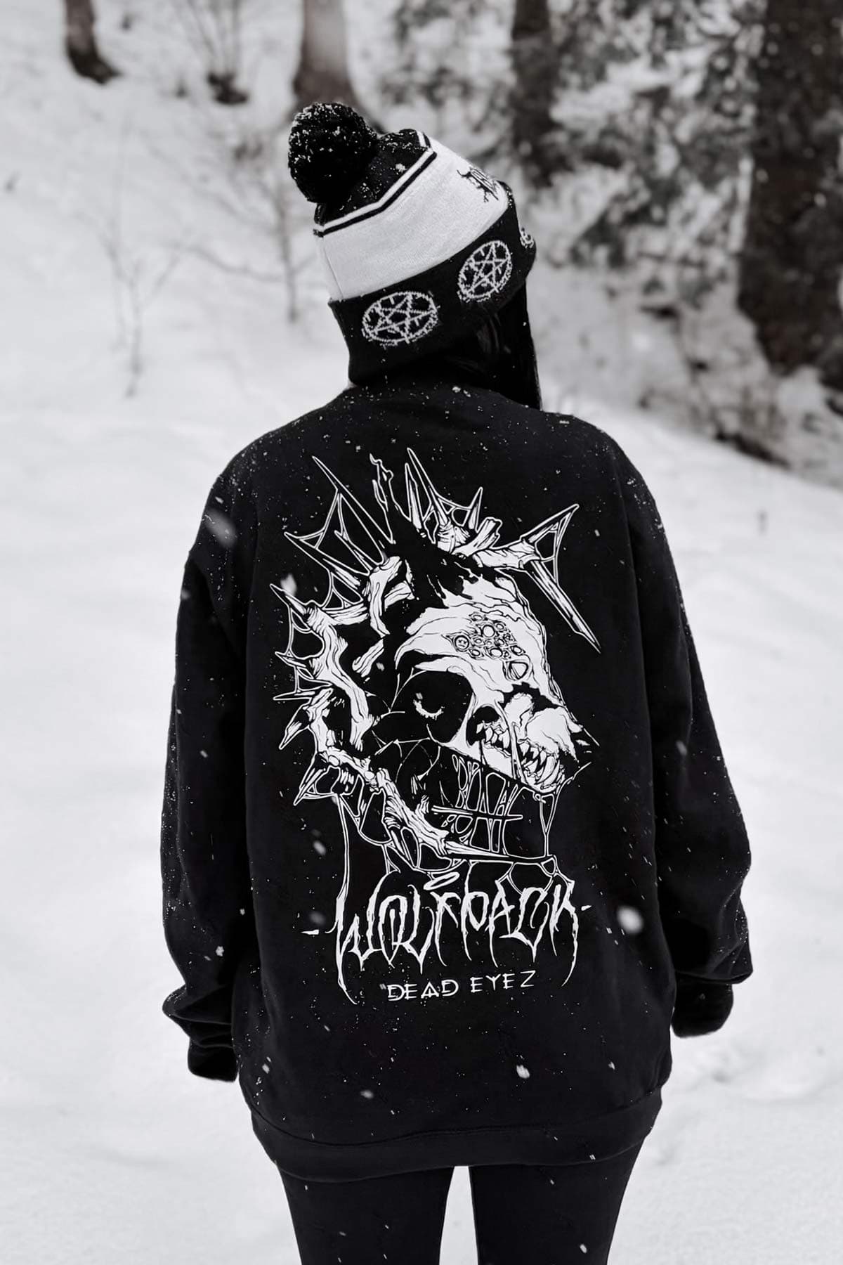 Black crewneck with BLOOD BITE CREWNECK UNISEX print - Wolfpack Clothing
