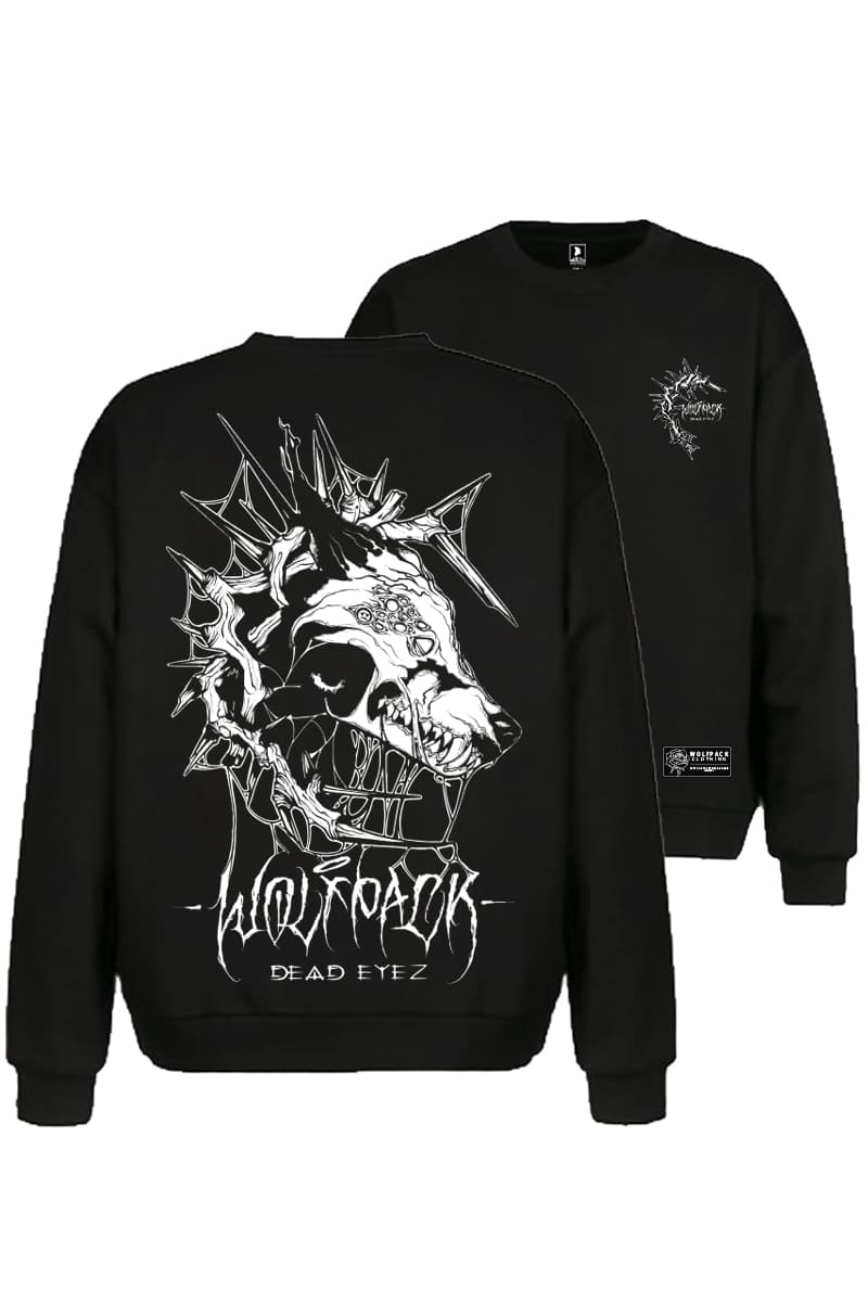 Black crewneck with BLOOD BITE CREWNECK UNISEX print - Wolfpack Clothing