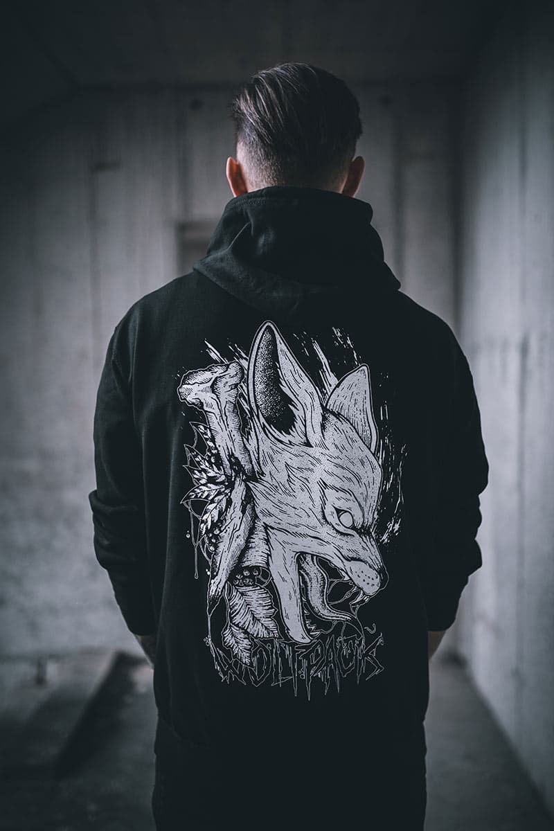 Black hoodie with FOX SPIRIT HOODIE UNISEX print - Wolfpack Clothing