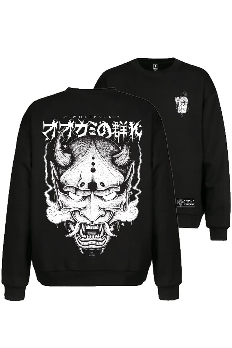 Black crewneck with HANNYA CREWNECK UNISEX print - Wolfpack Clothing