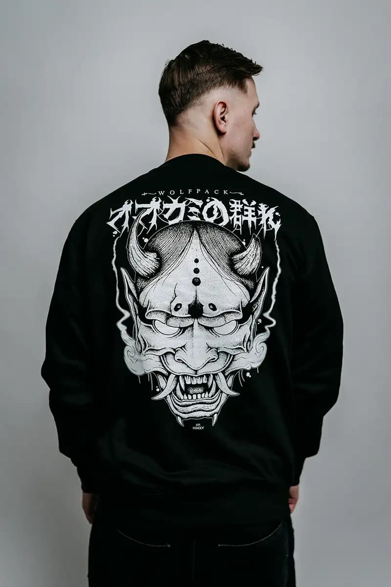 Black crewneck with HANNYA CREWNECK UNISEX print - Wolfpack Clothing