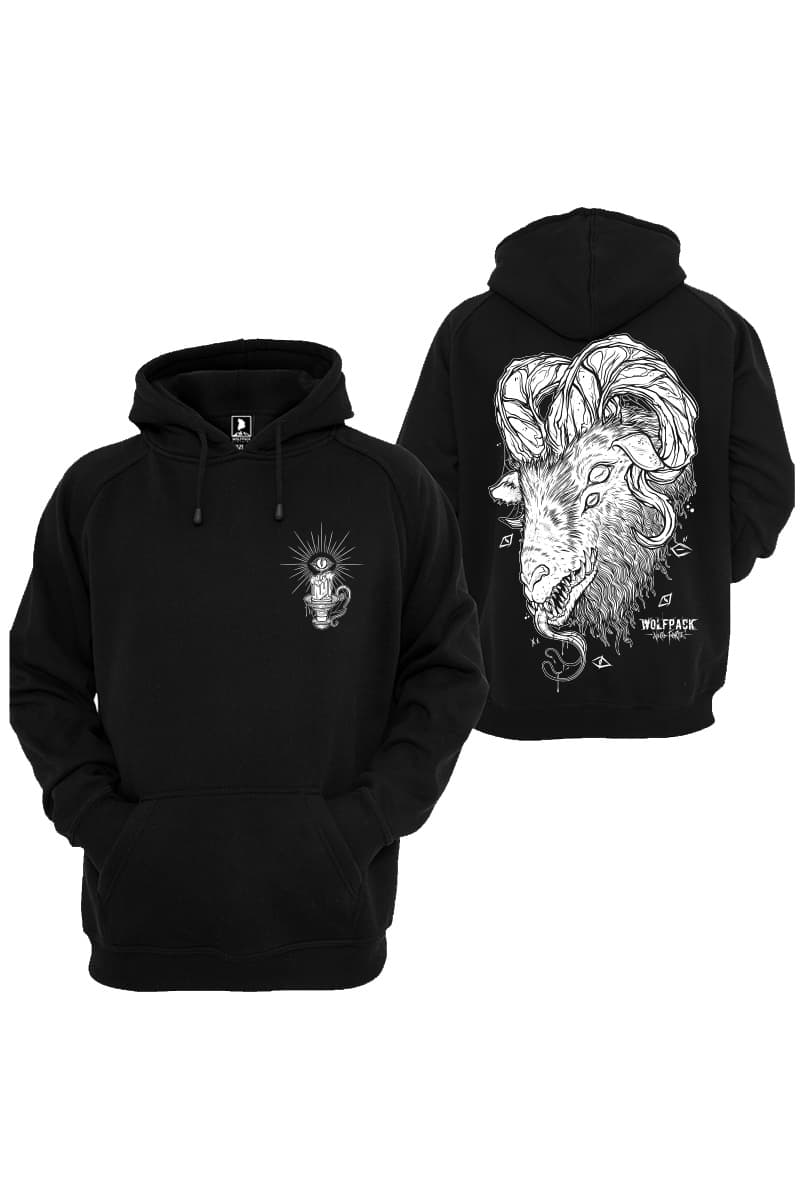 Black hoodie with MORNING STAR HOODIE UNISEX print - Wolfpack Clothing
