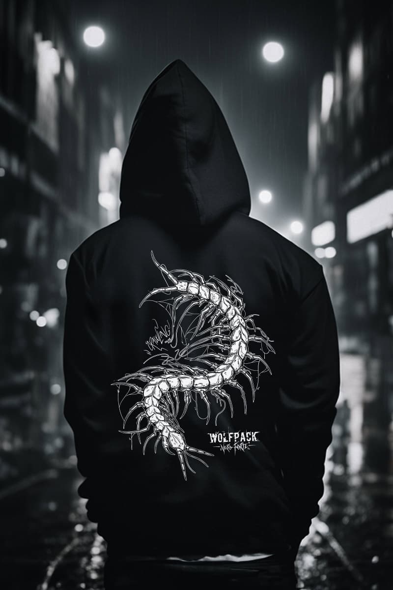 Black hoodie with NEGATIVE ONE HOODIE UNISEX print - Wolfpack Clothing