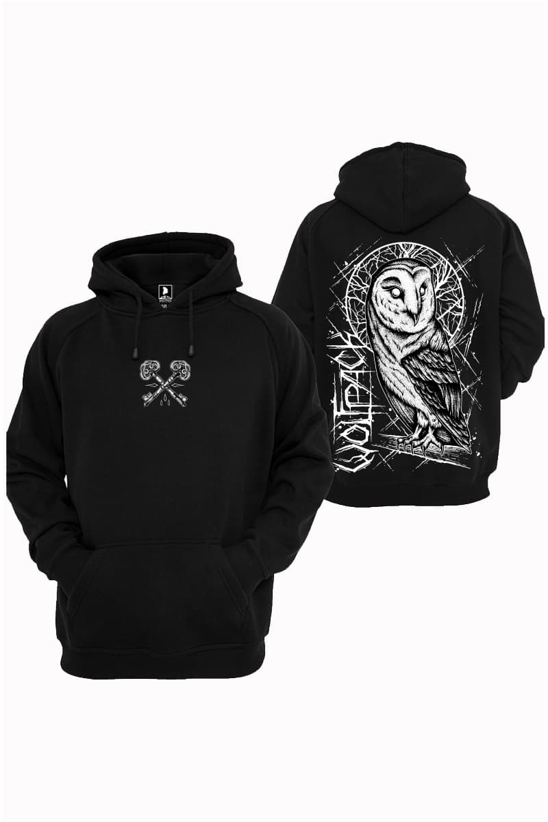 Black hoodie with NIGHT OWL HOODIE UNISEX print - Wolfpack Clothing