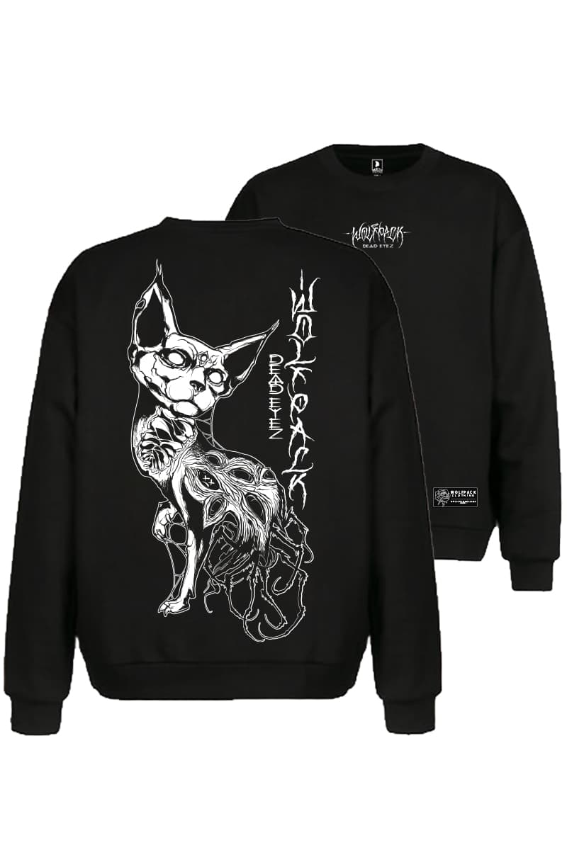 Black crewneck with SACRED SILENCE CREWNECK UNISEX print - Wolfpack Clothing