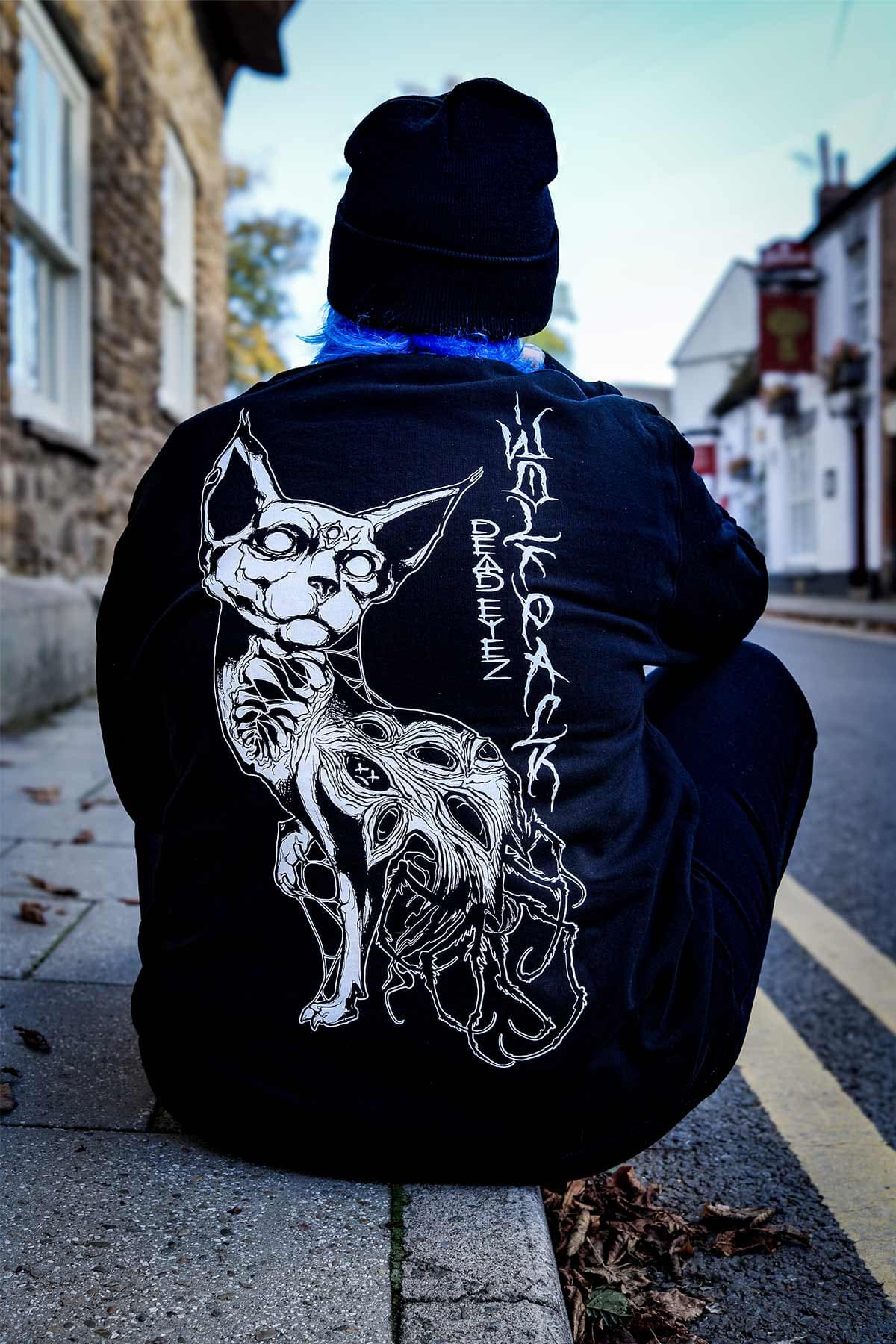 Black crewneck with SACRED SILENCE CREWNECK UNISEX print - Wolfpack Clothing