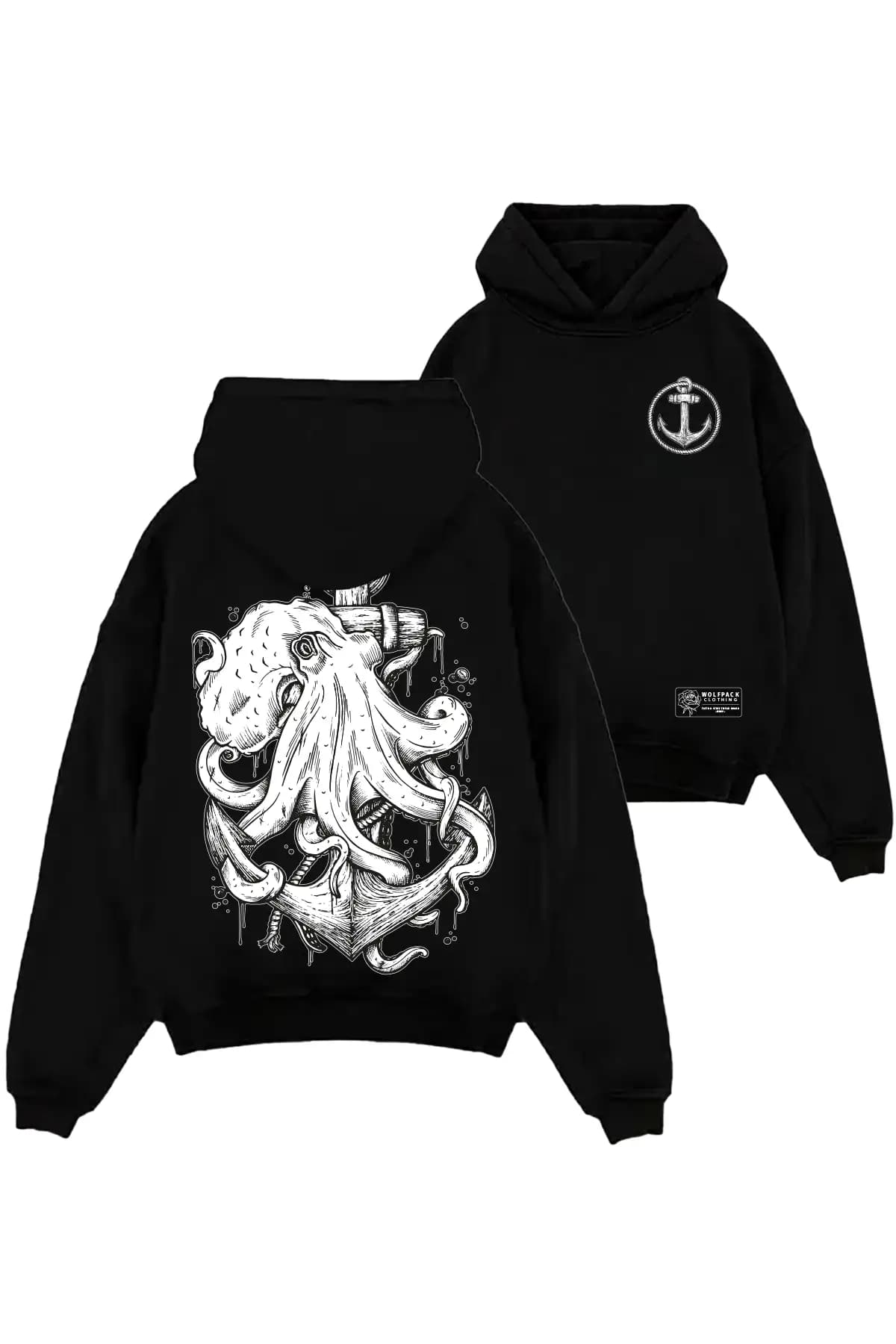 Black oversized hoodie with THE CHOKER OVERSIZED HOODIE UNISEX print - Wolfpack Clothing