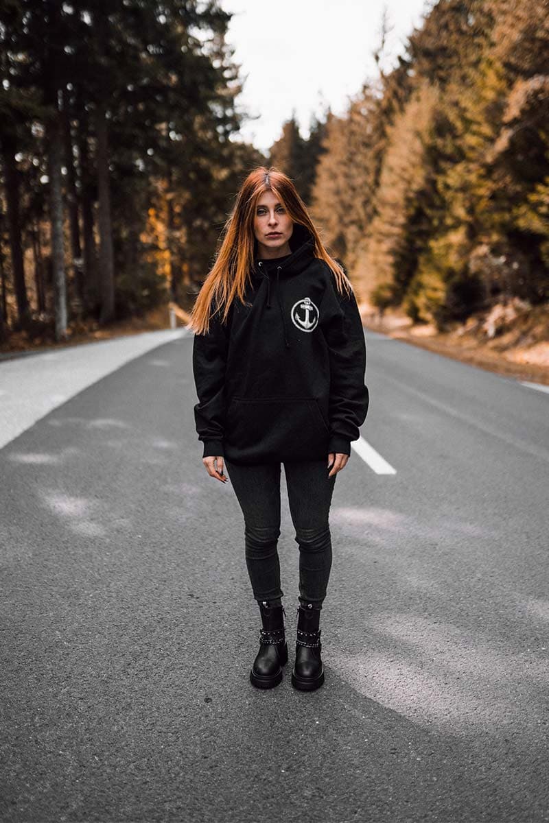 Black hoodie with THE CHOKER HOODIE UNISEX print - Wolfpack Clothing