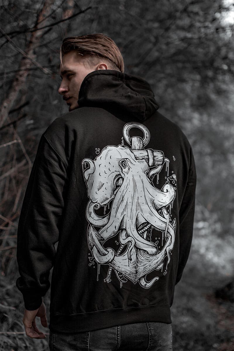 Black hoodie with THE CHOKER HOODIE UNISEX print - Wolfpack Clothing