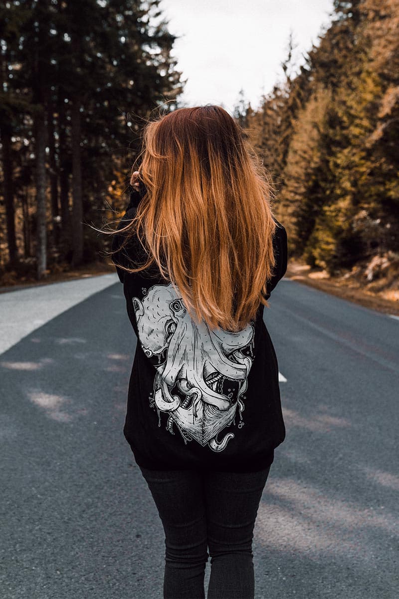 Black hoodie with THE CHOKER HOODIE UNISEX print - Wolfpack Clothing