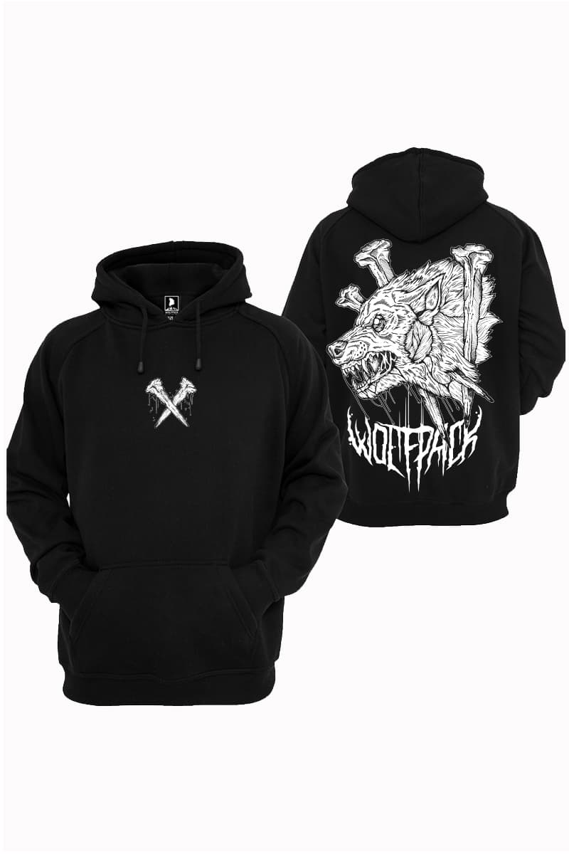 Black hoodie with UNDEAD HOODIE UNISEX print - Wolfpack Clothing