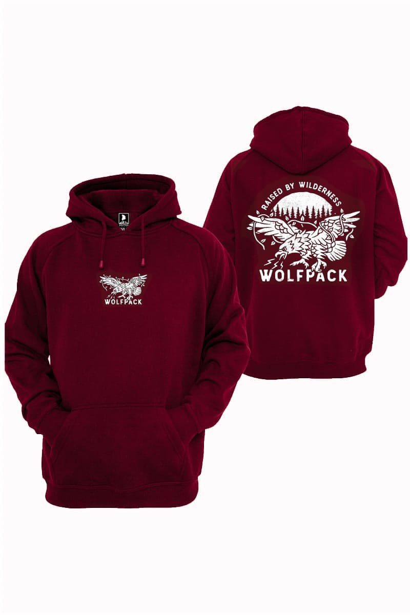 Black hoodie with WILD EAGLE HOODIE UNISEX print - Wolfpack Clothing