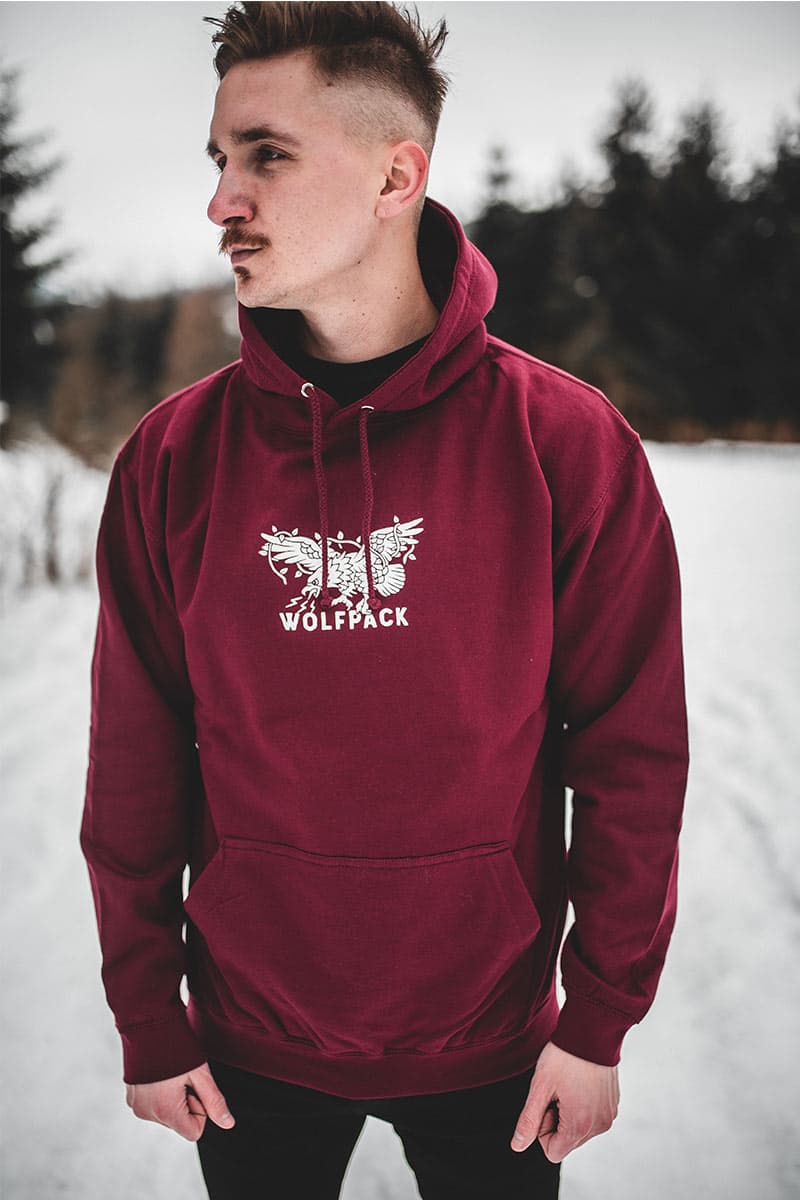 Black hoodie with WILD EAGLE HOODIE UNISEX print - Wolfpack Clothing