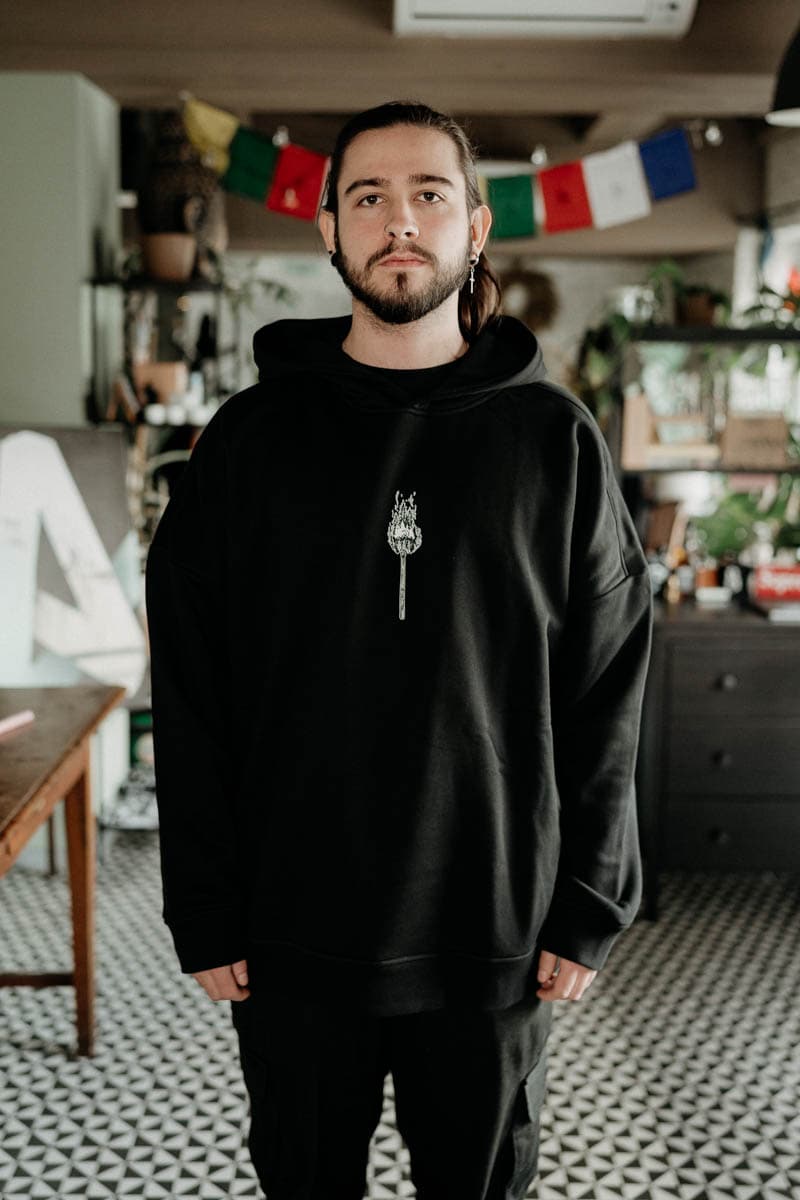 Black oversized hoodie with CALL OF THE WILD OVERSIZED HOODIE UNISEX print - Wolfpack Clothing