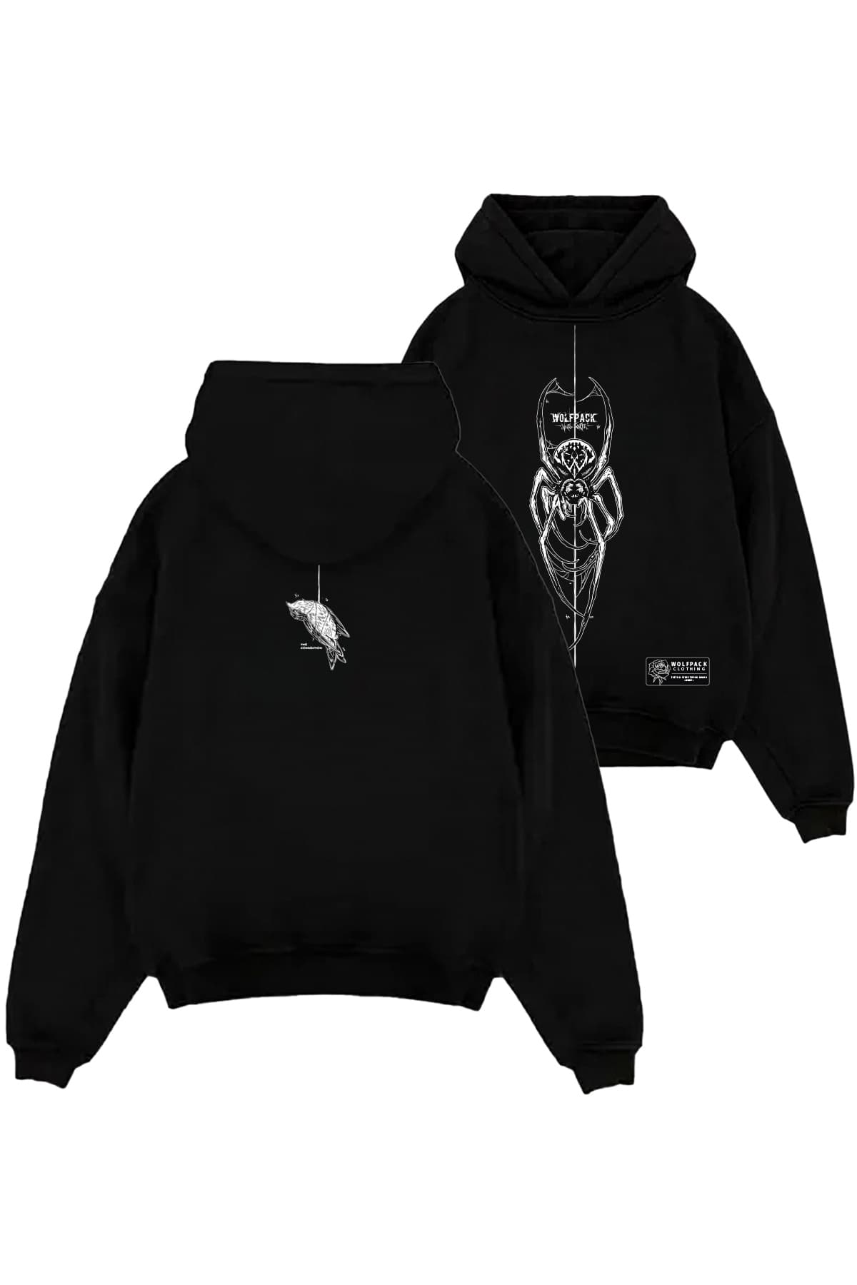 Black oversized hoodie with CONNECTION OVERSIZED HOODIE UNISEX print - Wolfpack Clothing