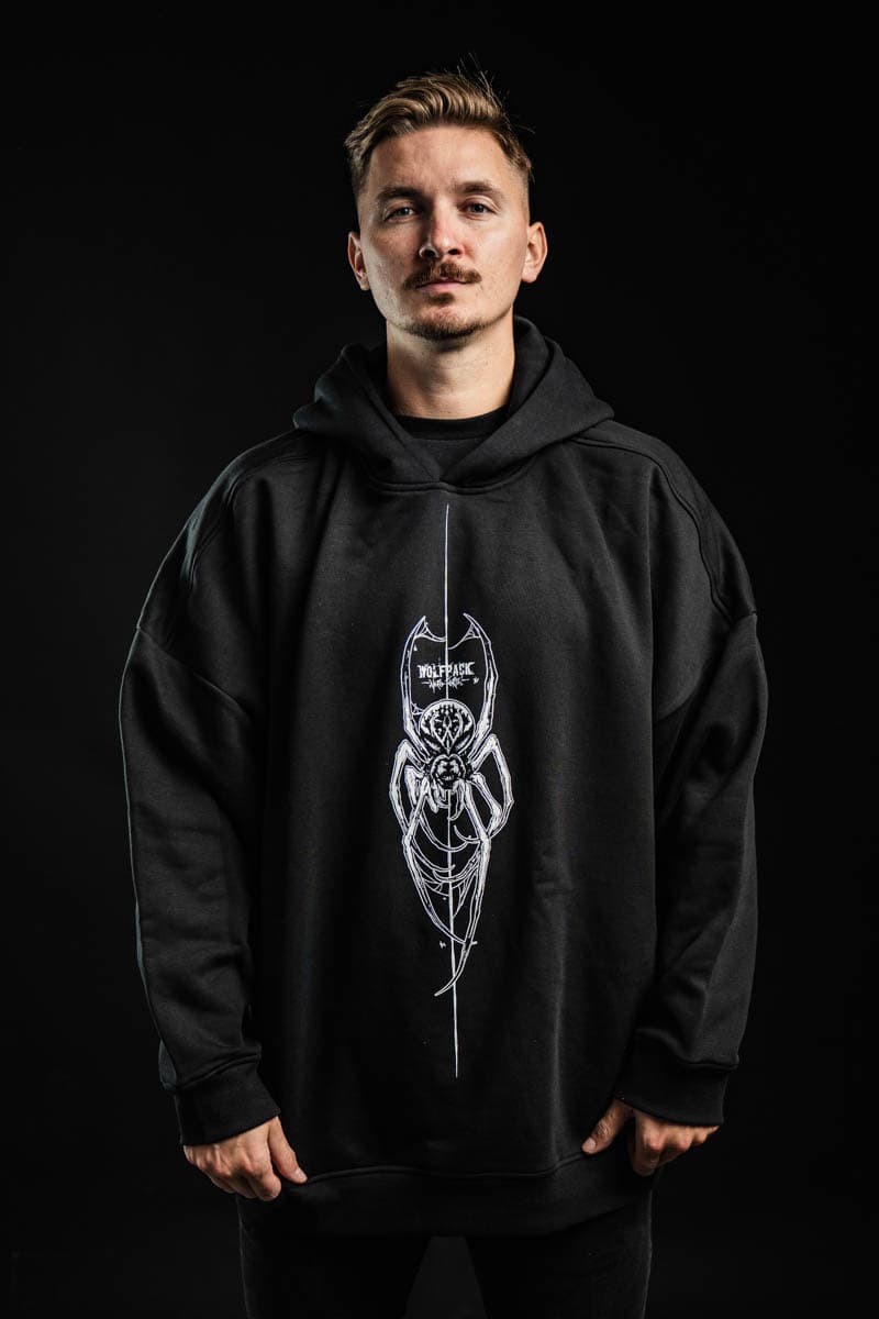 Black oversized hoodie with CONNECTION OVERSIZED HOODIE UNISEX print - Wolfpack Clothing