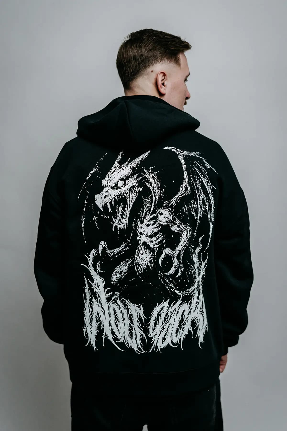 Black zip hoodie with HELLFIRE ZIP HOODIE print - Wolfpack Clothing