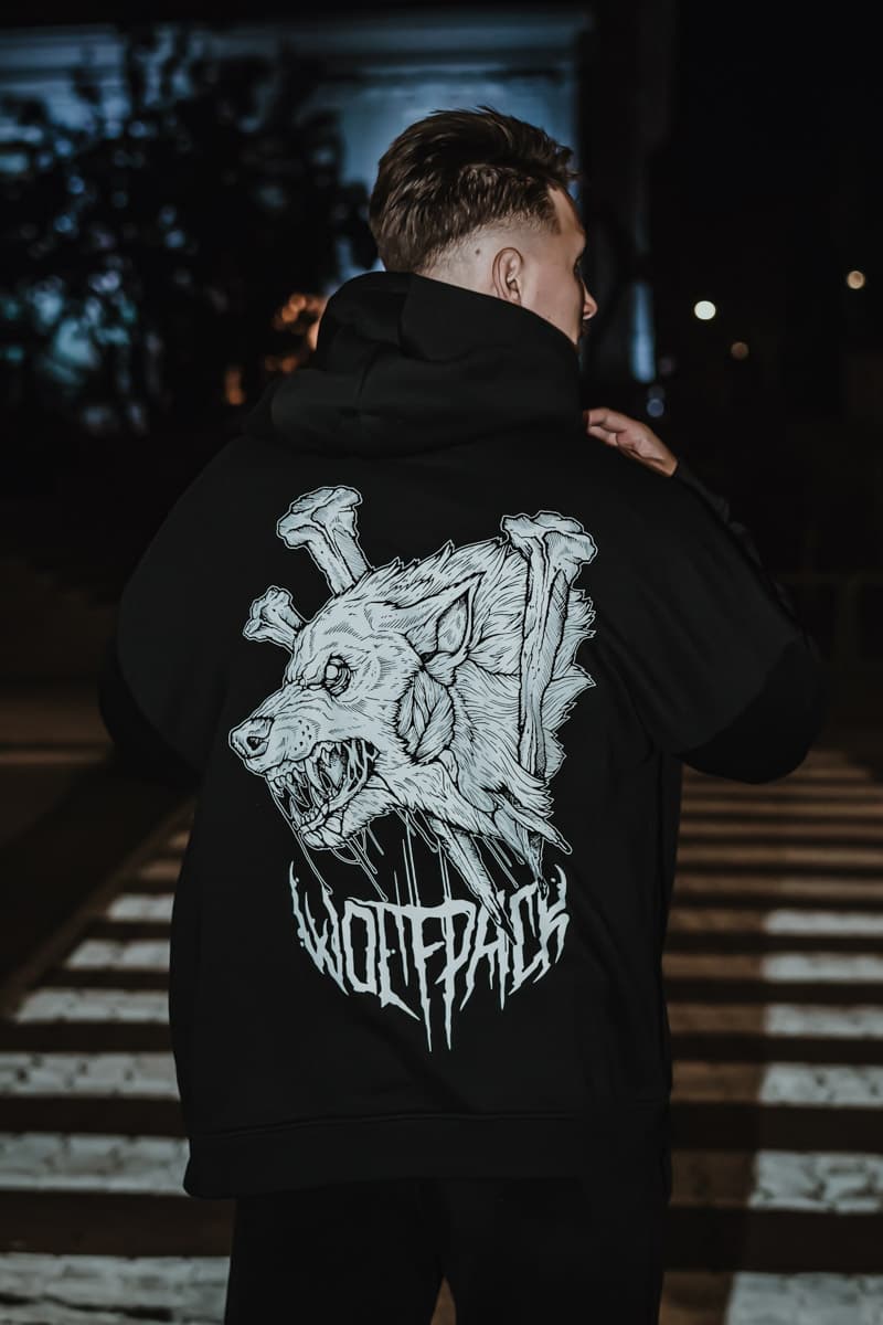 Black oversized hoodie with UNDEAD OVERSIZED HOODIE UNISEX print - Wolfpack Clothing