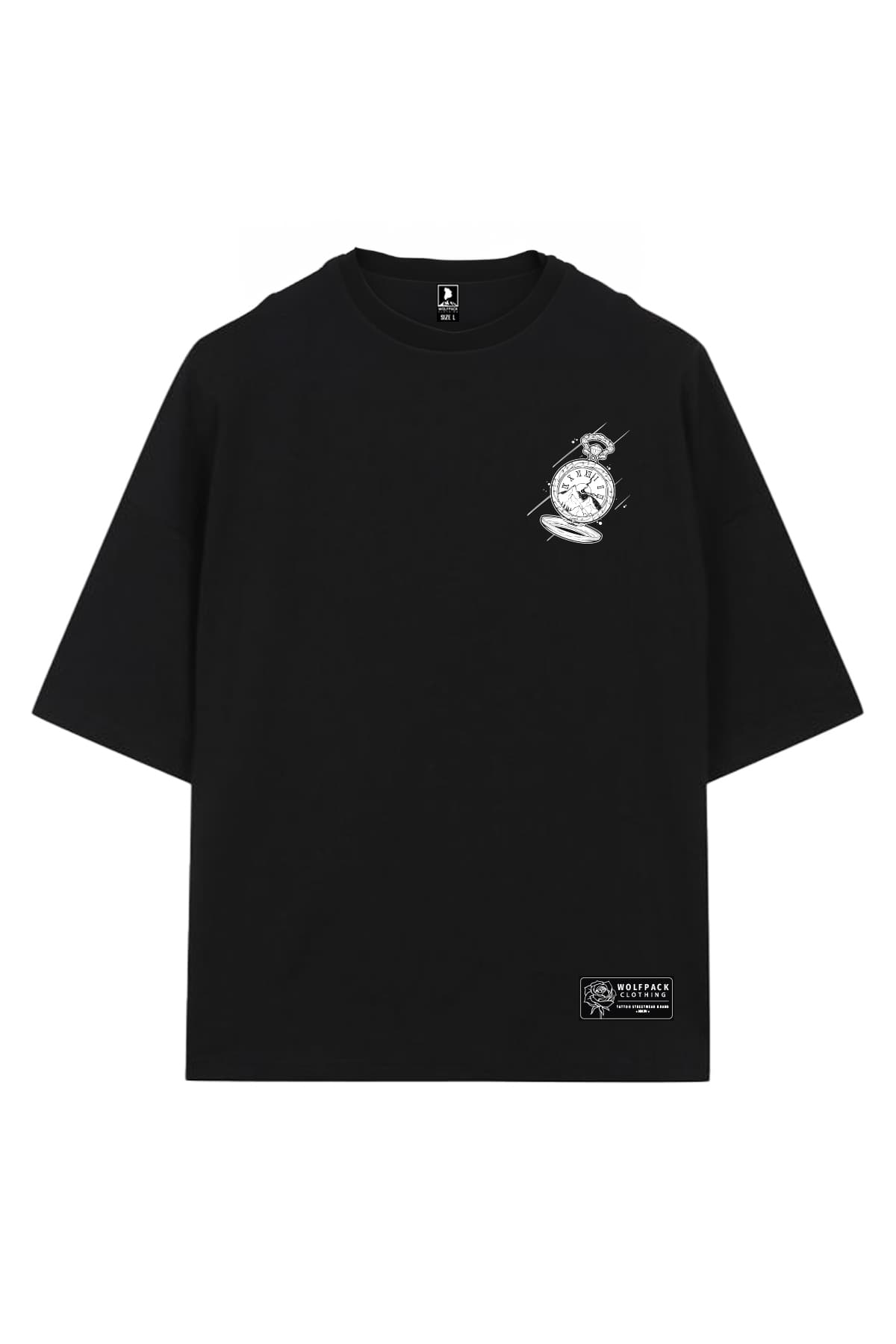 Black oversized t-shirt with ARCTIC WIND OVERSIZED TEE UNISEX print - Wolfpack Clothing