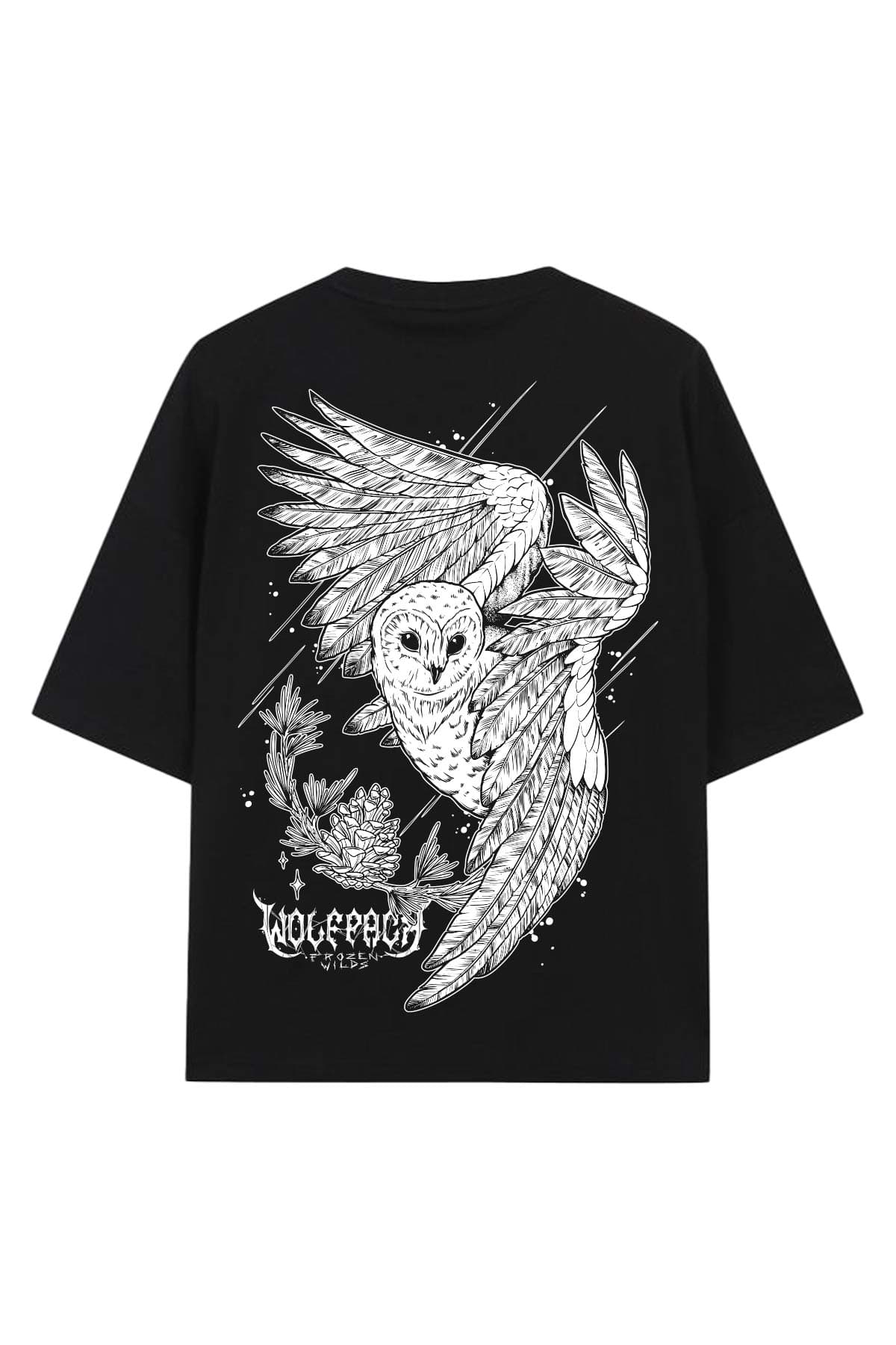 Black oversized t-shirt with ARCTIC WIND OVERSIZED TEE UNISEX print - Wolfpack Clothing