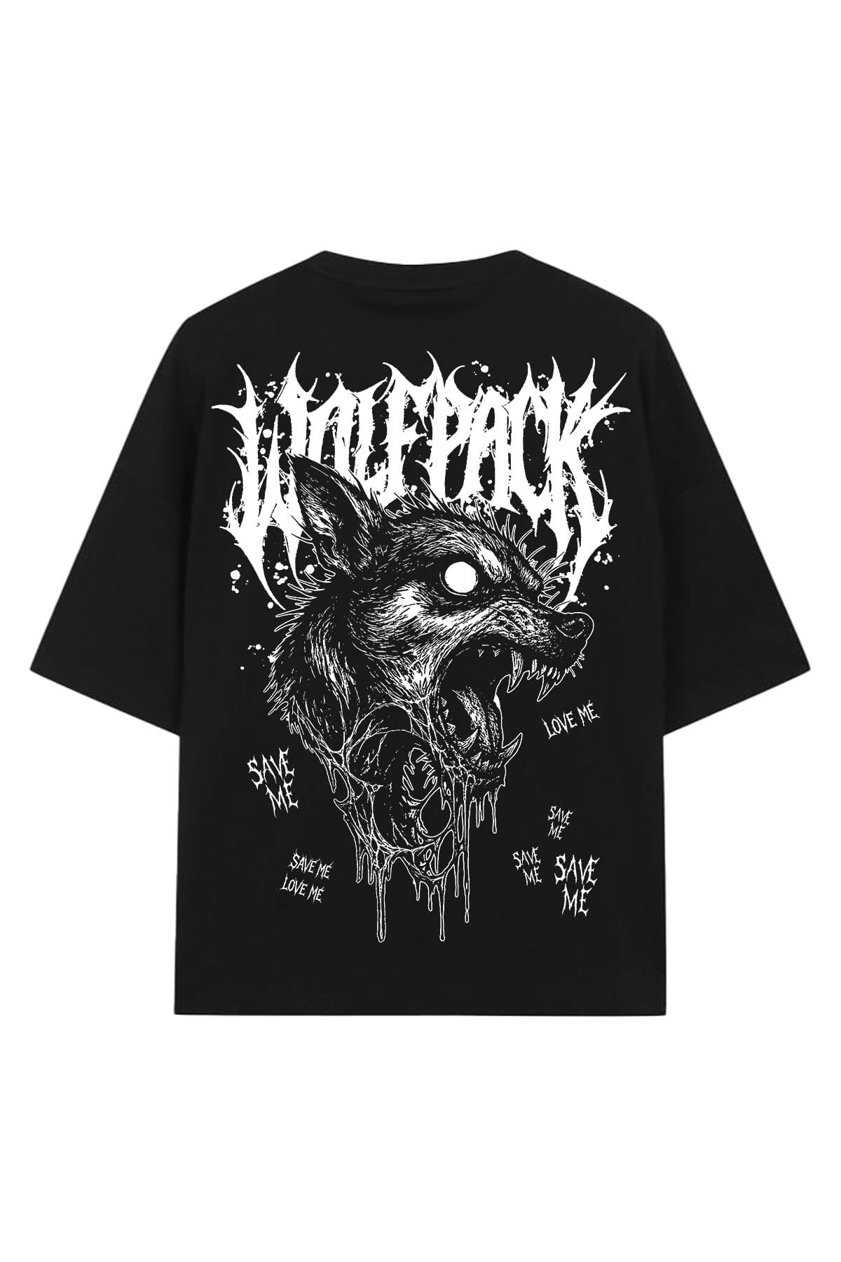 Black oversized t-shirt with ABYSS HOUND OVERSIZED TEE UNISEX print - Wolfpack Clothing