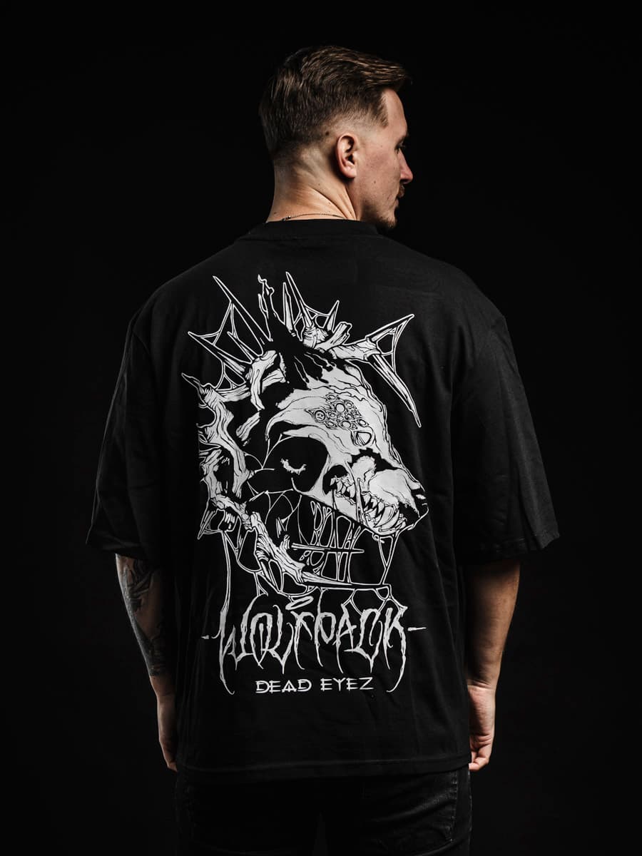 Black oversized t-shirt with BLOOD BITE OVERSIZED TEE UNISEX 2.0 print - Wolfpack Clothing